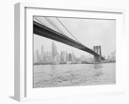 Brooklyn Bridge and Lower Manhattan, New York, New York-Tony Camerano-Framed Photographic Print