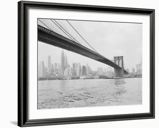 Brooklyn Bridge and Lower Manhattan, New York, New York-Tony Camerano-Framed Photographic Print