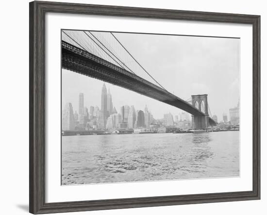 Brooklyn Bridge and Lower Manhattan, New York, New York-Tony Camerano-Framed Photographic Print