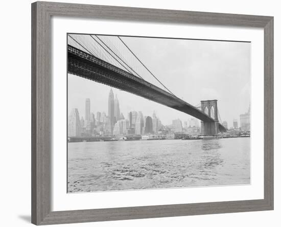 Brooklyn Bridge and Lower Manhattan, New York, New York-Tony Camerano-Framed Photographic Print