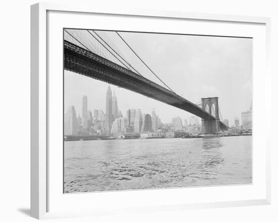 Brooklyn Bridge and Lower Manhattan, New York, New York-Tony Camerano-Framed Photographic Print