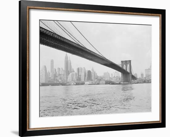 Brooklyn Bridge and Lower Manhattan, New York, New York-Tony Camerano-Framed Photographic Print