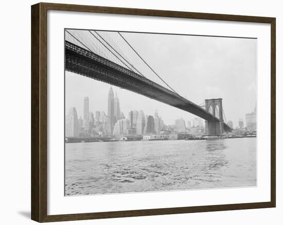 Brooklyn Bridge and Lower Manhattan, New York, New York-Tony Camerano-Framed Photographic Print