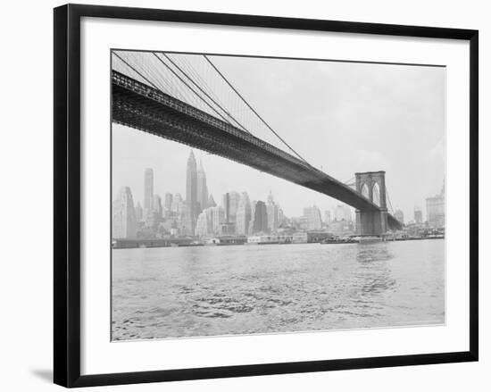 Brooklyn Bridge and Lower Manhattan, New York, New York-Tony Camerano-Framed Photographic Print