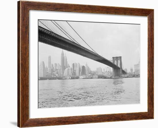 Brooklyn Bridge and Lower Manhattan, New York, New York-Tony Camerano-Framed Photographic Print