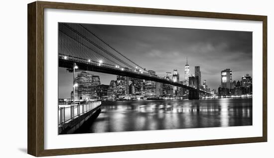 Brooklyn Bridge and Lower Manhattan skyline at dawn City-Ed Hasler-Framed Photographic Print