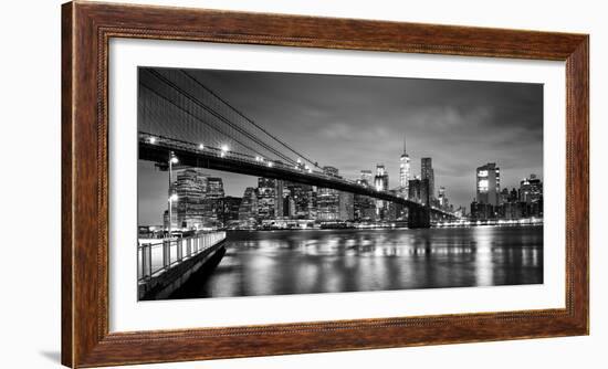 Brooklyn Bridge and Lower Manhattan skyline at dawn City-Ed Hasler-Framed Photographic Print