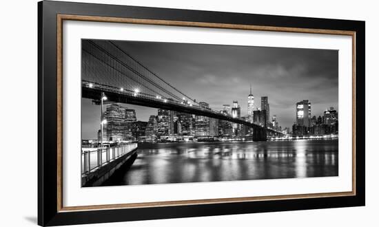 Brooklyn Bridge and Lower Manhattan skyline at dawn City-Ed Hasler-Framed Photographic Print