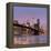 Brooklyn Bridge and Lower Manhattan skyline at dawn City-Ed Hasler-Framed Premier Image Canvas