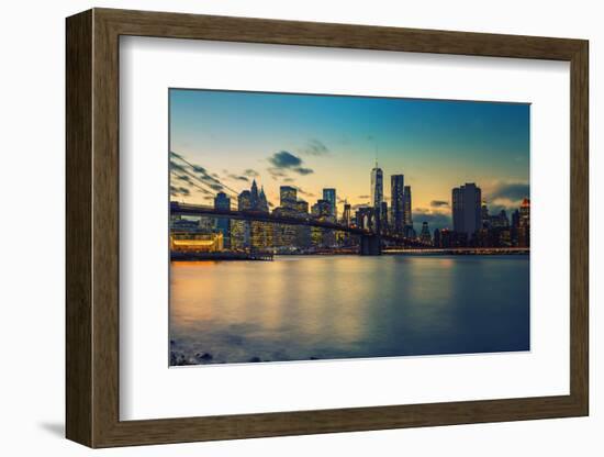 Brooklyn Bridge and Manhattan after Sunset, New York City-sborisov-Framed Photographic Print