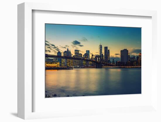 Brooklyn Bridge and Manhattan after Sunset, New York City-sborisov-Framed Photographic Print