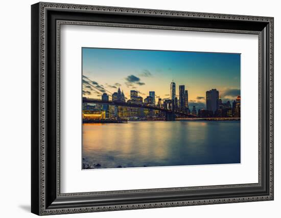 Brooklyn Bridge and Manhattan after Sunset, New York City-sborisov-Framed Photographic Print