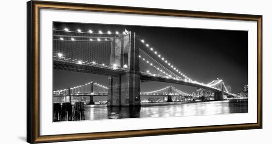 Brooklyn Bridge and Manhattan Bridge at Night-Phil Maier-Framed Art Print