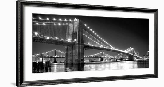 Brooklyn Bridge and Manhattan Bridge at Night-Phil Maier-Framed Art Print