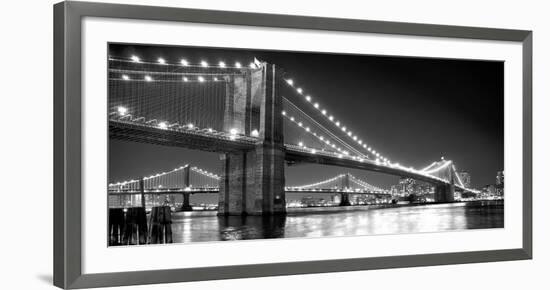 Brooklyn Bridge and Manhattan Bridge at Night-Phil Maier-Framed Art Print