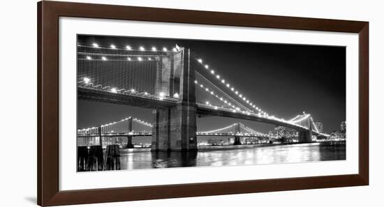 Brooklyn Bridge and Manhattan Bridge at Night-Phil Maier-Framed Art Print