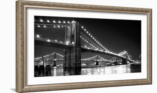 Brooklyn Bridge and Manhattan Bridge at Night-Phil Maier-Framed Photographic Print