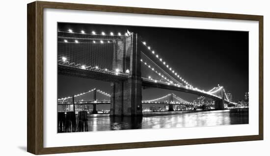 Brooklyn Bridge and Manhattan Bridge at Night-Phil Maier-Framed Photographic Print