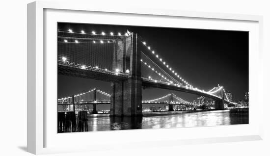 Brooklyn Bridge and Manhattan Bridge at Night-Phil Maier-Framed Photographic Print