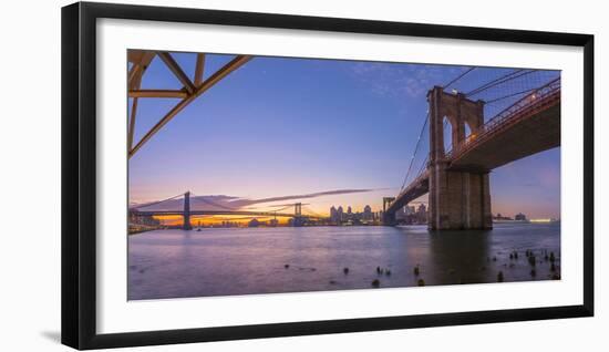 Brooklyn Bridge and Manhattan Bridge Beyond, over East River, New York-Alan Copson-Framed Photographic Print