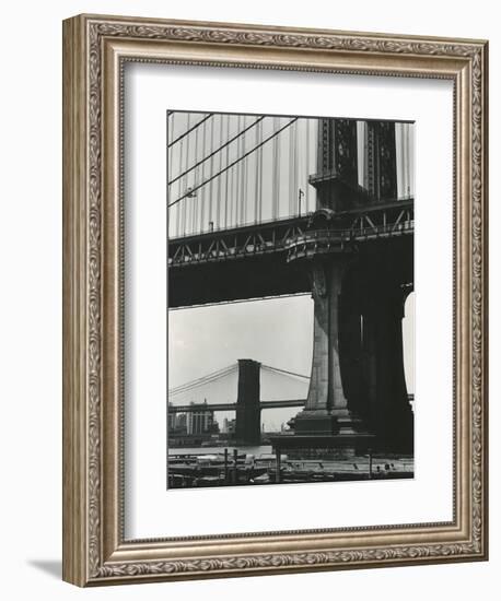 Brooklyn Bridge and Manhattan Bridge, New York, c. 1946-Brett Weston-Framed Photographic Print