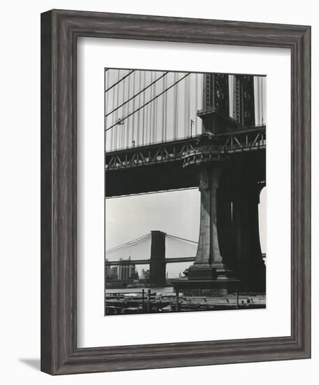 Brooklyn Bridge and Manhattan Bridge, New York, c. 1946-Brett Weston-Framed Photographic Print