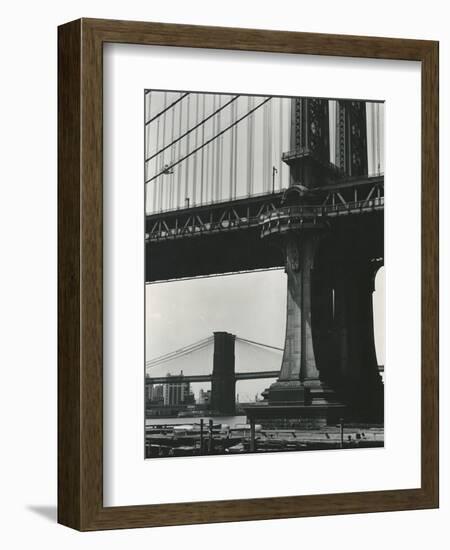 Brooklyn Bridge and Manhattan Bridge, New York, c. 1946-Brett Weston-Framed Photographic Print