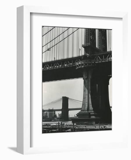 Brooklyn Bridge and Manhattan Bridge, New York, c. 1946-Brett Weston-Framed Photographic Print