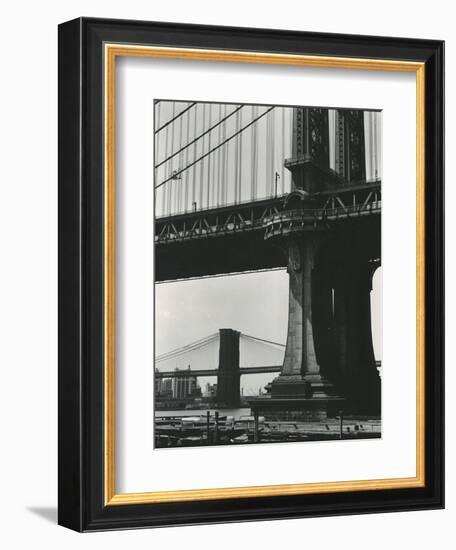 Brooklyn Bridge and Manhattan Bridge, New York, c. 1946-Brett Weston-Framed Photographic Print