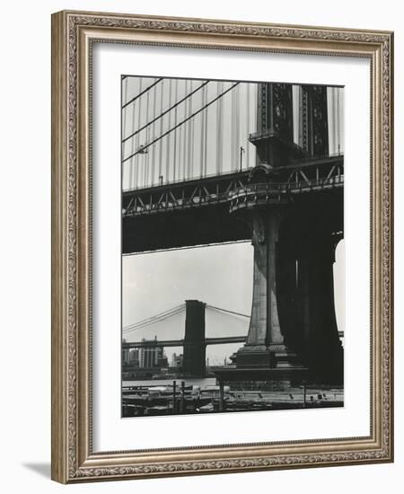 Brooklyn Bridge and Manhattan Bridge, New York, c. 1946-Brett Weston-Framed Photographic Print