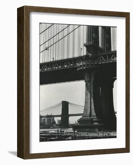 Brooklyn Bridge and Manhattan Bridge, New York, c. 1946-Brett Weston-Framed Photographic Print