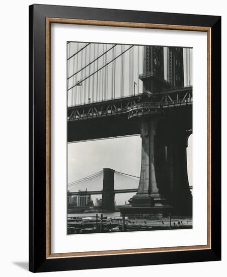 Brooklyn Bridge and Manhattan Bridge, New York, c. 1946-Brett Weston-Framed Photographic Print