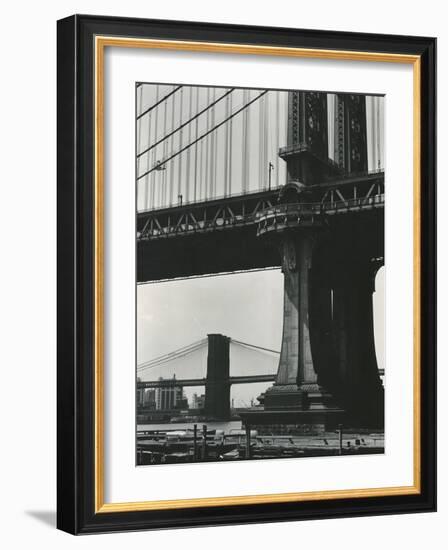 Brooklyn Bridge and Manhattan Bridge, New York, c. 1946-Brett Weston-Framed Photographic Print