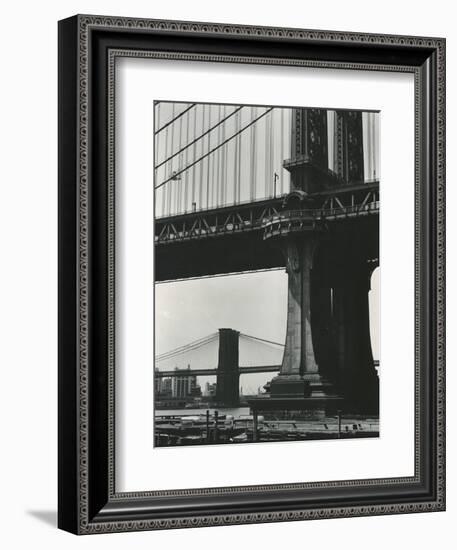 Brooklyn Bridge and Manhattan Bridge, New York, c. 1946-Brett Weston-Framed Premium Photographic Print