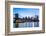 Brooklyn Bridge and Manhattan skyline at dusk, New York City, United States of America, North Ameri-Fraser Hall-Framed Photographic Print