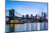 Brooklyn Bridge and Manhattan skyline at dusk, New York City, United States of America, North Ameri-Fraser Hall-Mounted Photographic Print