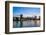 Brooklyn Bridge and Manhattan skyline at dusk, viewed from the East River, New York City, United St-Fraser Hall-Framed Photographic Print