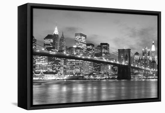 Brooklyn Bridge and Manhattan Skyline at Night, New York City-Zigi-Framed Premier Image Canvas