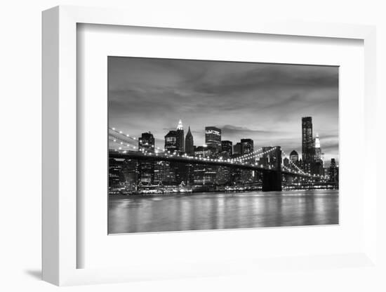 Brooklyn Bridge and Manhattan Skyline at Night, New York City-Zigi-Framed Photographic Print