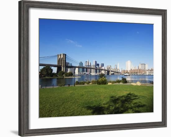 Brooklyn Bridge and Manhattan Skyline, Brooklyn Bridge Park, New York City, USA-Amanda Hall-Framed Photographic Print