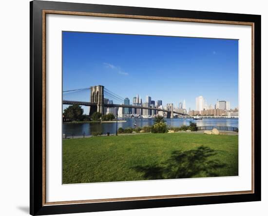 Brooklyn Bridge and Manhattan Skyline, Brooklyn Bridge Park, New York City, USA-Amanda Hall-Framed Photographic Print