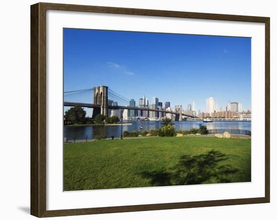 Brooklyn Bridge and Manhattan Skyline, Brooklyn Bridge Park, New York City, USA-Amanda Hall-Framed Photographic Print