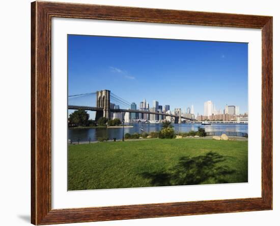 Brooklyn Bridge and Manhattan Skyline, Brooklyn Bridge Park, New York City, USA-Amanda Hall-Framed Photographic Print