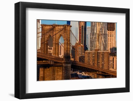 Brooklyn Bridge and Manhattan Skyline features One World Trade Center at Sunrise, NY NY-null-Framed Photographic Print