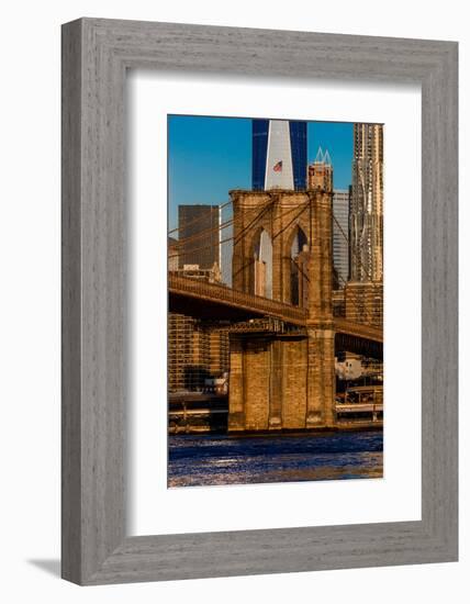 Brooklyn Bridge and Manhattan Skyline features One World Trade Center at Sunrise, NY NY-null-Framed Photographic Print