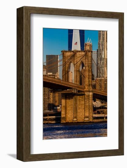 Brooklyn Bridge and Manhattan Skyline features One World Trade Center at Sunrise, NY NY-null-Framed Photographic Print