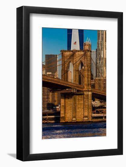 Brooklyn Bridge and Manhattan Skyline features One World Trade Center at Sunrise, NY NY-null-Framed Photographic Print