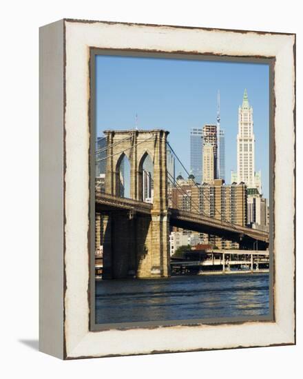 Brooklyn Bridge and Manhattan Skyline, New York City, New York, USA-Amanda Hall-Framed Premier Image Canvas