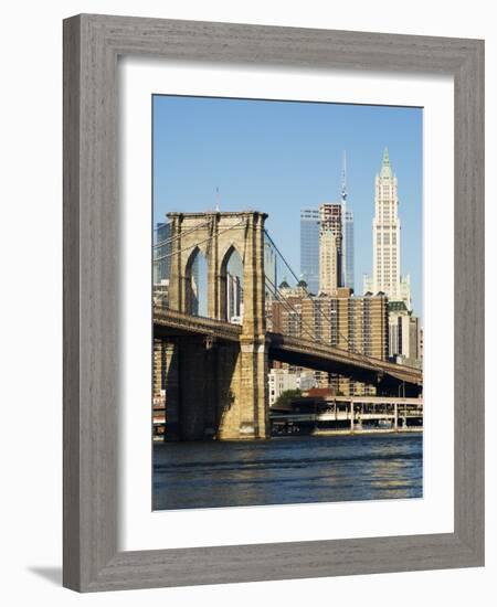 Brooklyn Bridge and Manhattan Skyline, New York City, New York, USA-Amanda Hall-Framed Photographic Print