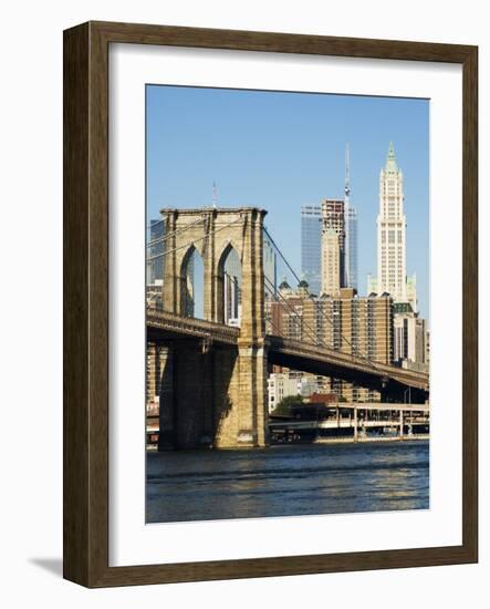 Brooklyn Bridge and Manhattan Skyline, New York City, New York, USA-Amanda Hall-Framed Photographic Print